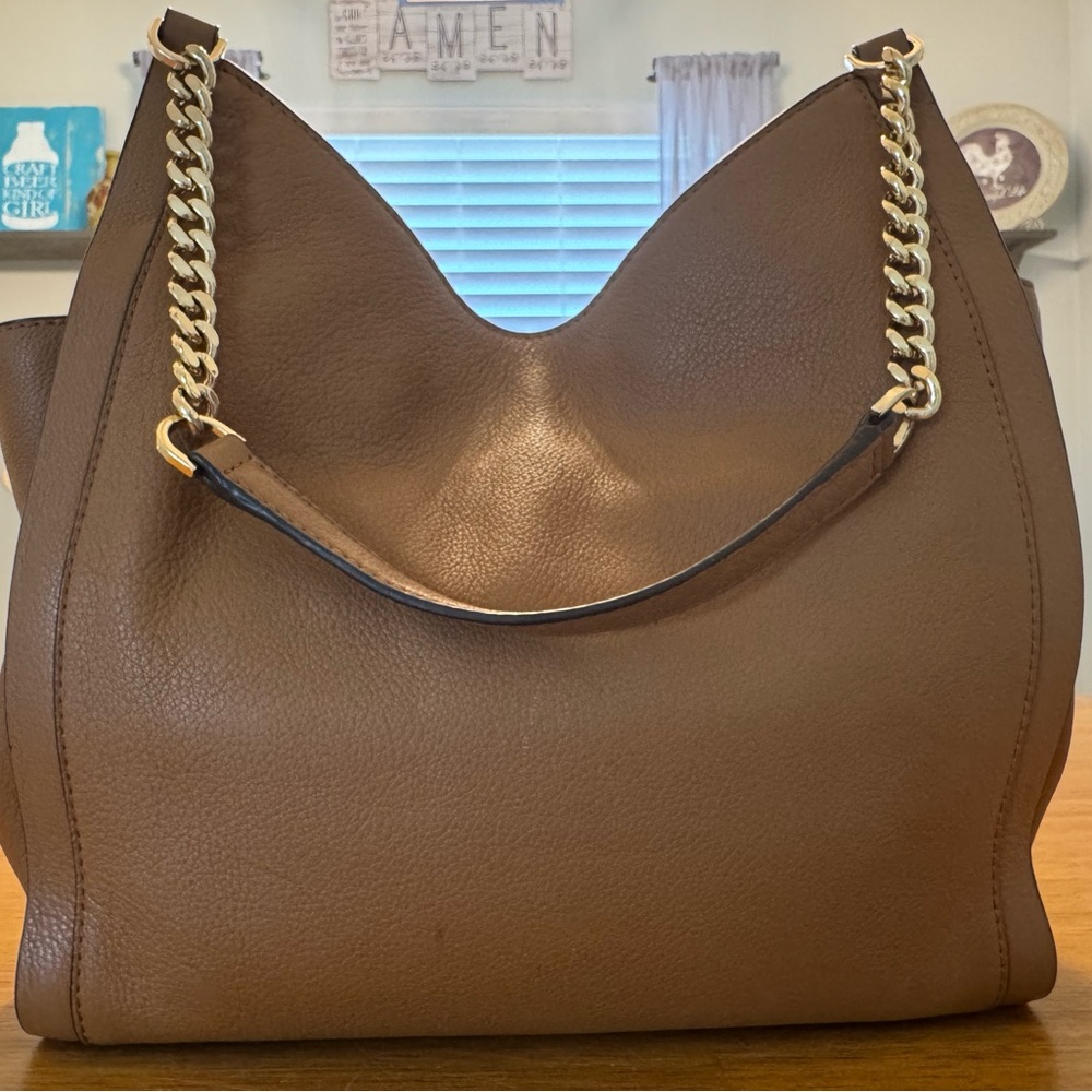 Michael Kors Classy Acorn Brown Pebble Leather Tote